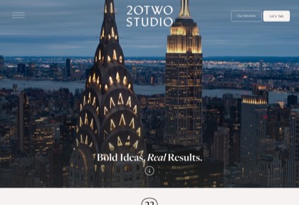 Homepage of 20Two Studio