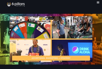 Homepage of 6 Pillars Marketing
