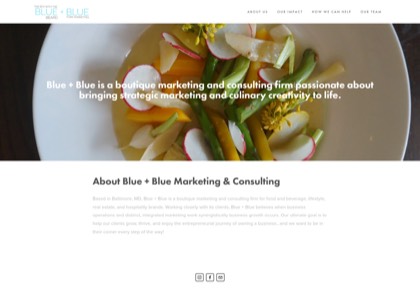 Homepage of Blue + Blue Marketing & Consulting