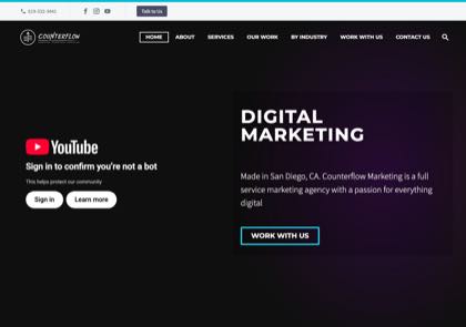 Homepage of Counterflow Marketing
