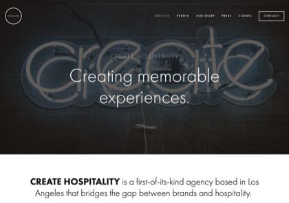 Homepage of Create Hospitality