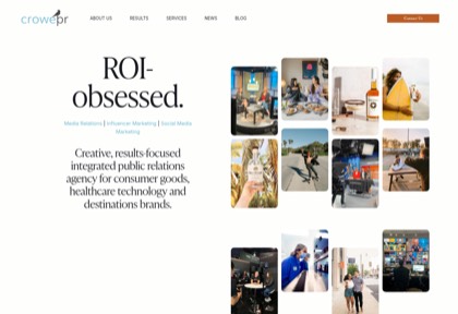 Homepage of Crowe PR