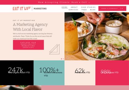 Homepage of Eat It Up Marketing