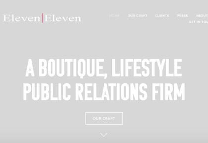 Homepage of Eleven Eleven PR