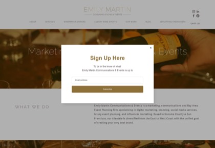 Homepage of Emily Martin Communications & Events