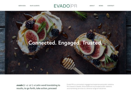 Homepage of Evado PR