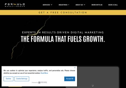 Homepage of Formula Marketing