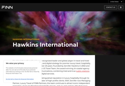 Homepage of Hawkins International (FINN Partners)