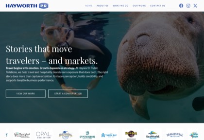 Homepage of Hayworth Public Relations