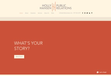 Homepage of Holly Hansen Public Relations