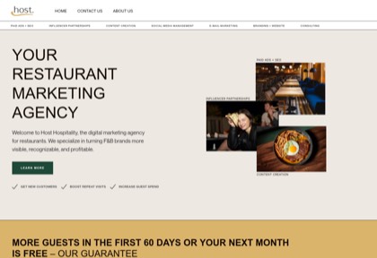 Homepage of Host Hospitality