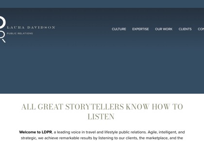 Homepage of Laura Davidson Public Relations (LDPR)