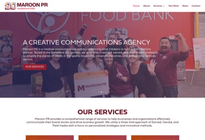 Homepage of Maroon PR