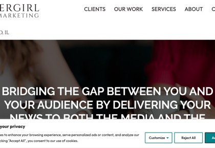 Homepage of Papergirl PR & Marketing
