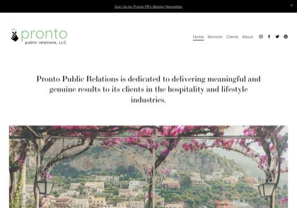 Homepage of Pronto Public Relations