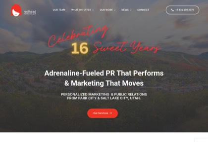 Homepage of Redhead Marketing & PR