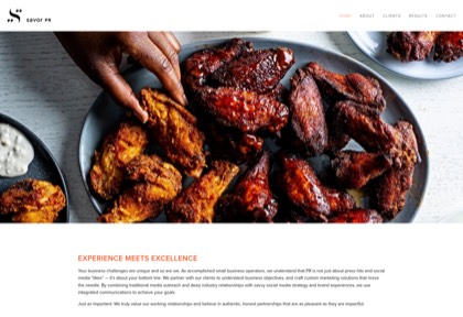 Homepage of Savor PR