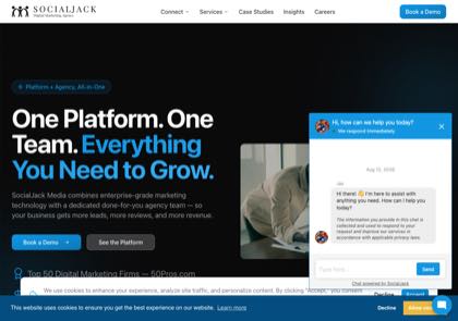 Homepage of SocialJack Media