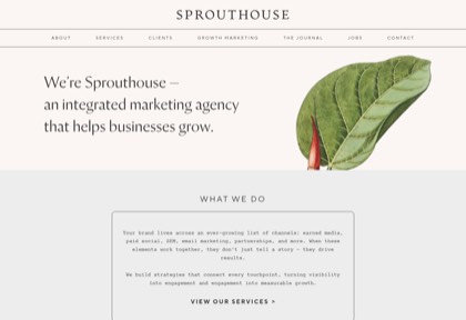 Homepage of Sprouthouse Agency