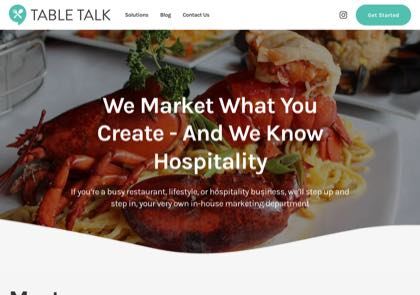 Homepage of Table Talk Agency