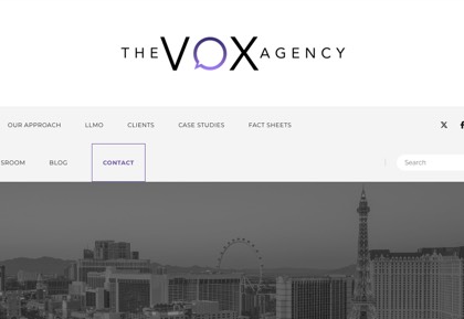 Homepage of The Vox Agency
