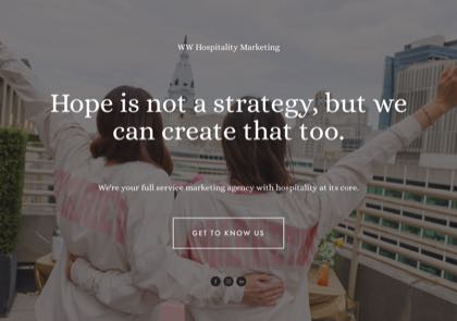 Homepage of WW Hospitality Marketing
