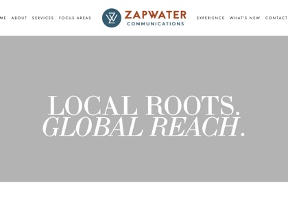 Homepage of Zapwater Communications